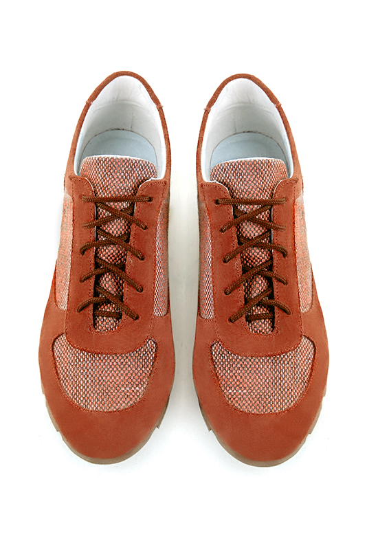 Terracotta orange women's elegant sneakers.. Top view - Florence KOOIJMAN
